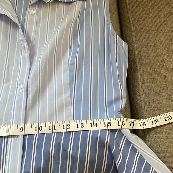 Gracia Blue and White Asymmetrical Sundress with Dress Shirt Collar - Picture 5 of 8